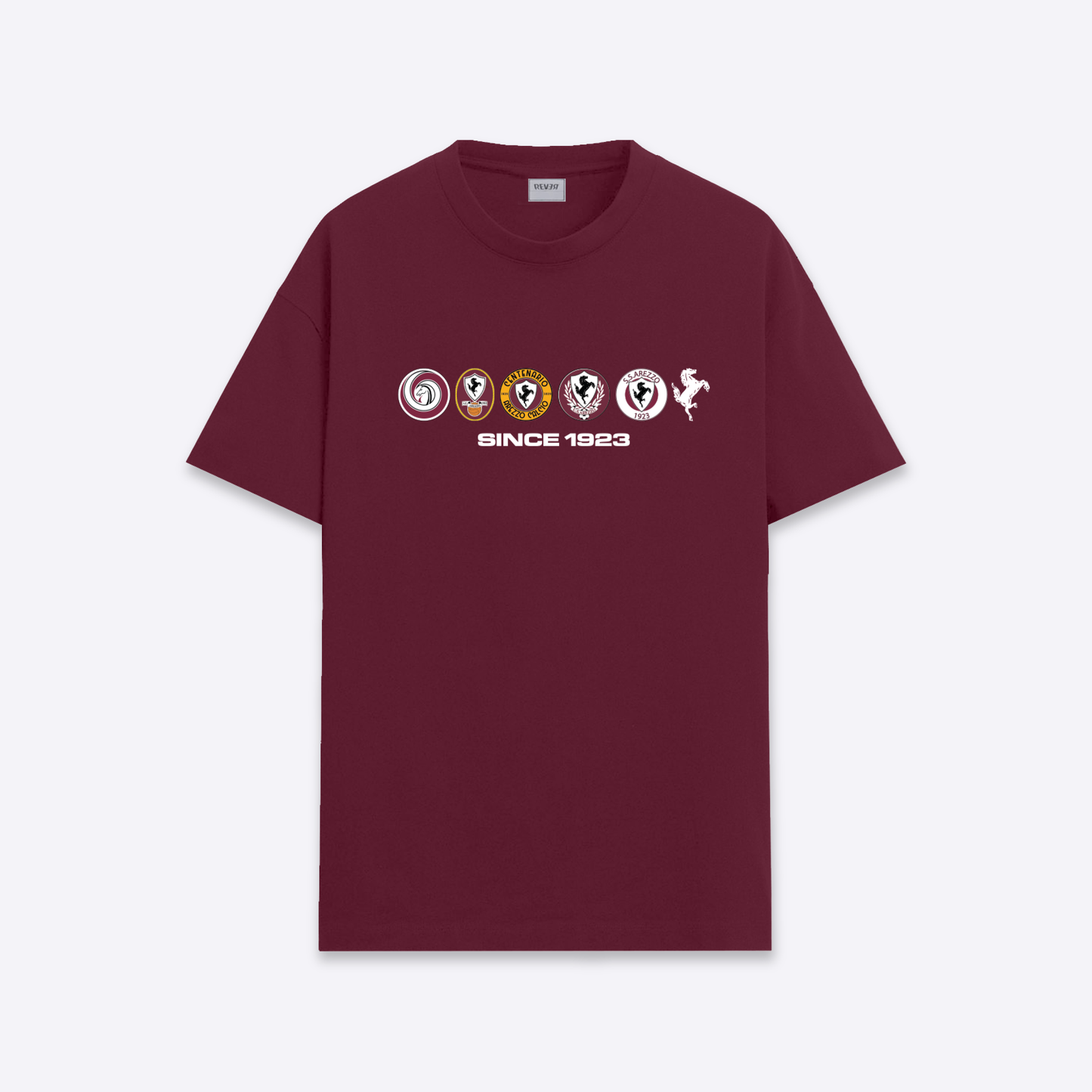 T-shirt amaranto con scudetti