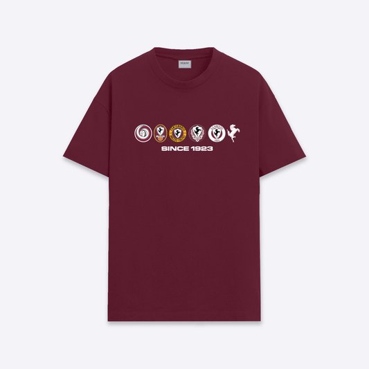 T-shirt amaranto con scudetti